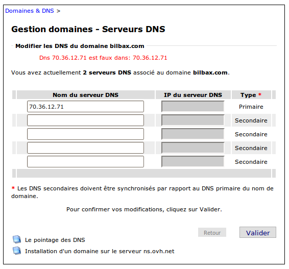 Serveur dns rencontre des problemes