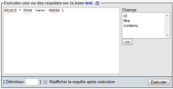 Écriture d'une requête SQL