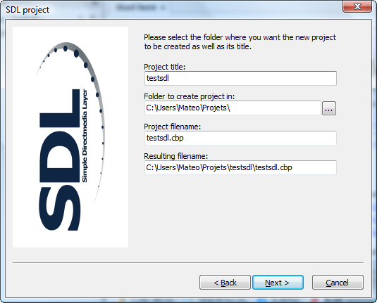 Assistant SDL et nom de projet