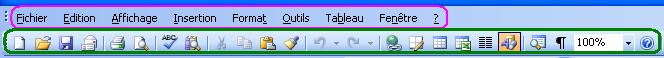 Exemple de barre d'outils