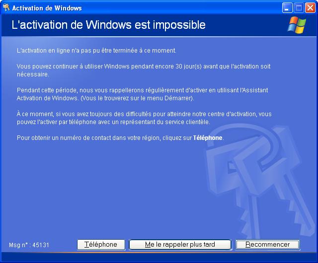 [Résolu] Erreur d'activation windows XP par Mouchondor - page 1 ...