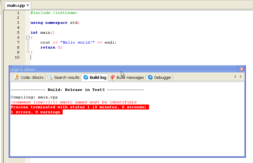 [Résolu] Probléme sous Code::Blocks par alexgonne - page 1 - OpenClassrooms