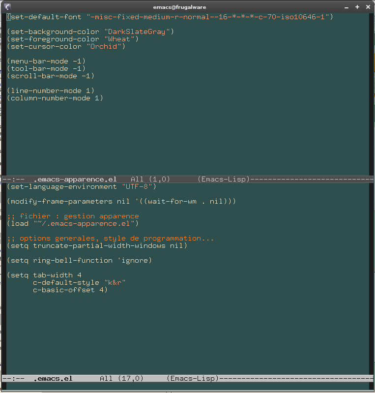 [Résolu] Configuration d'emacs la couleur de fond... par casper