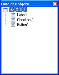 Panneau Liste des Objets
