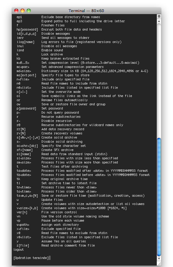 Installer rarfile et utiliser la commande en terminal par ninjavascript ...