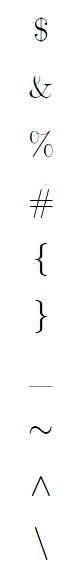 Caractères de structure