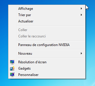 Clic-droit sur le Bureau