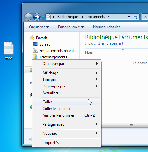 Clic-droit > Coller