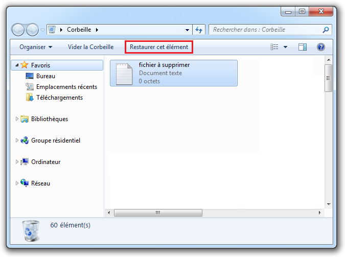 Restaurer un fichier supprimer