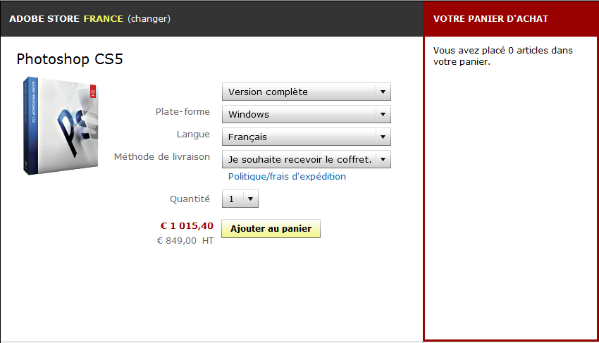 Adobe Photoshop CS5 : acheter