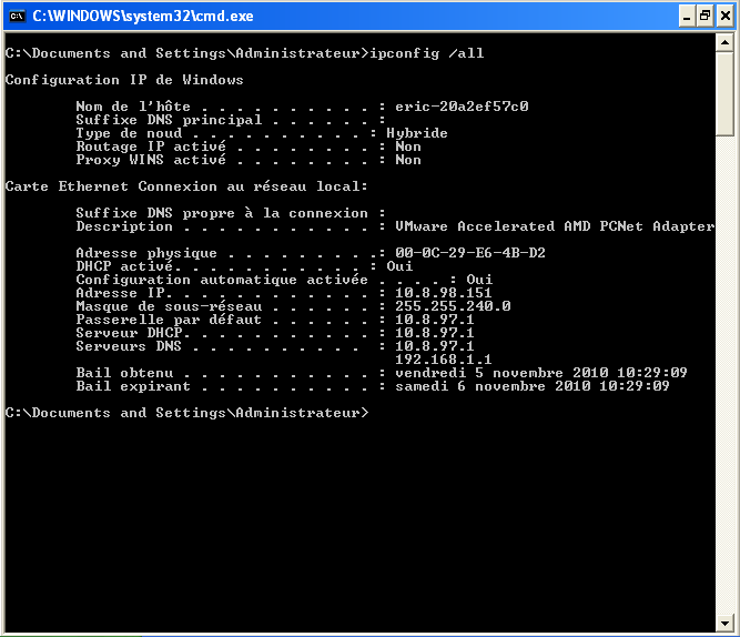 ipconfig /all