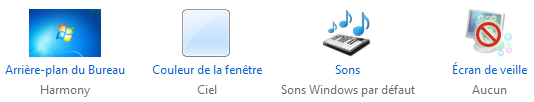 Les 4 boutons de modification de thèmes