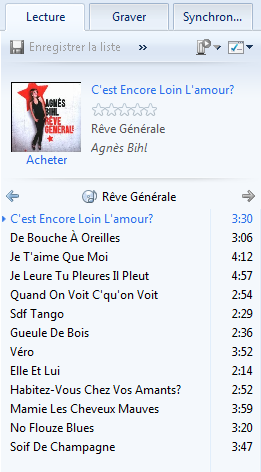 Liste lecture CD