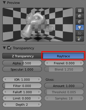 Ray trace permet d'affiner la transparence