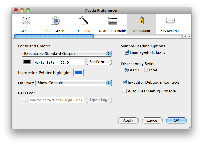 Options de Xcode