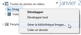 Gérer la bilbiothèque Images