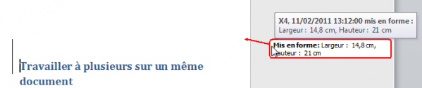 Le nom du correcteur ainsi que la date et l'heure de la modification sont affichés