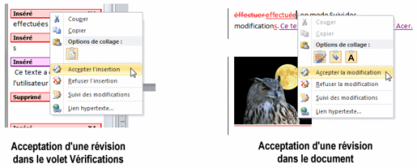 Acceptation ou refus d'une modification