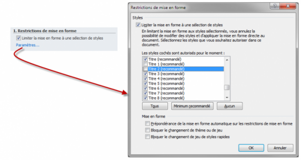 Limitation des styles accessibles