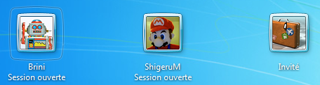 Compte Invité sur l'écran de choix de session