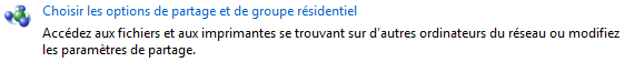 Options de partage du groupe résidentiel