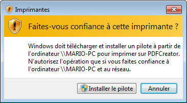 Installer le pilote