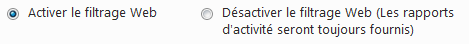 Activer le filtrage Web