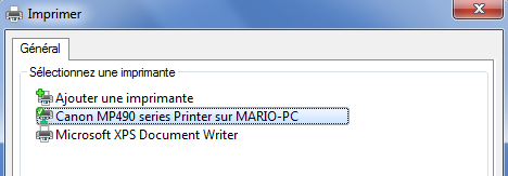 Sélection de l'imprimante