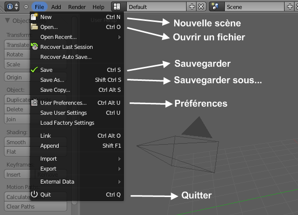 La barre des menus