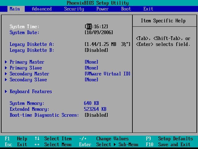 Menu BIOS
