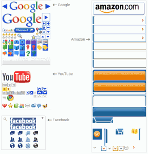 Les sprites CSS de plusieurs grands sites, dont Google