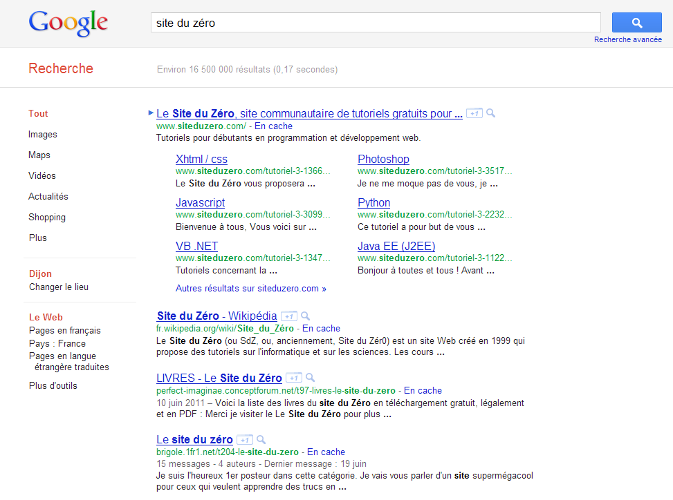La SERP de Google est mise en page grâce à la balise <title>