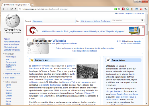 Le site web Wikipédia