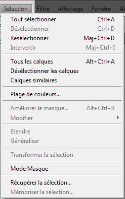 Menu Sélection