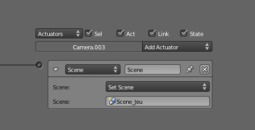 Cet Actuator permet le changement de scène en cours de jeu