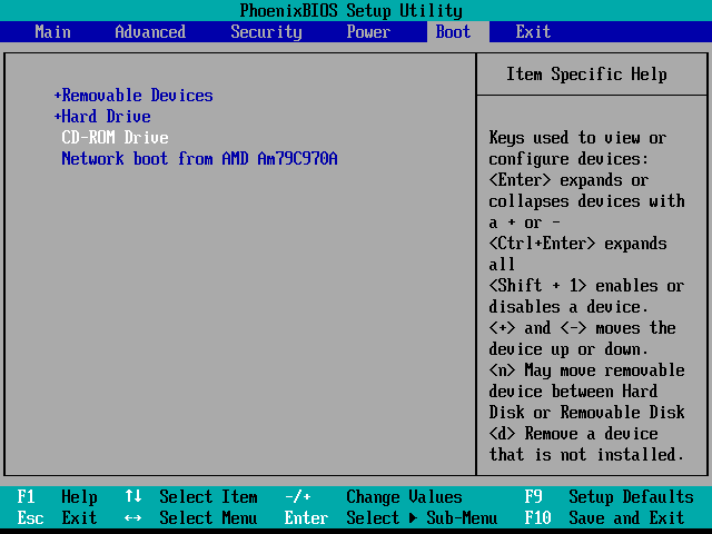 Menu du BIOS « traditionnel »