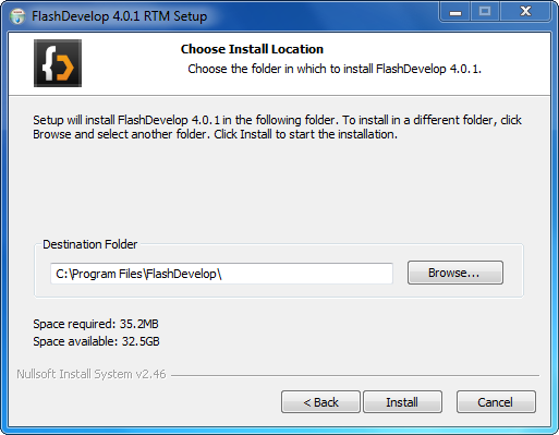 Installation de FlashDevelop : étape 3