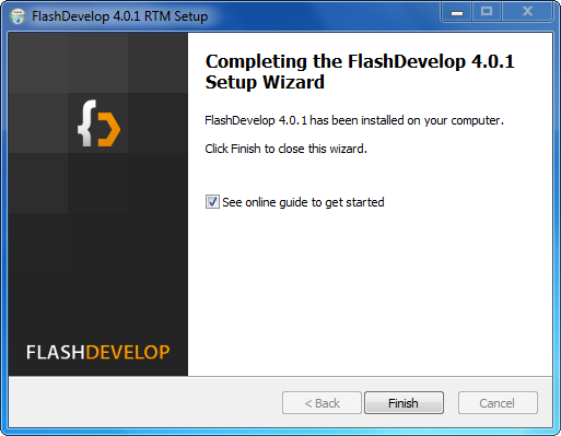 Installation de FlashDevelop : étape 5
