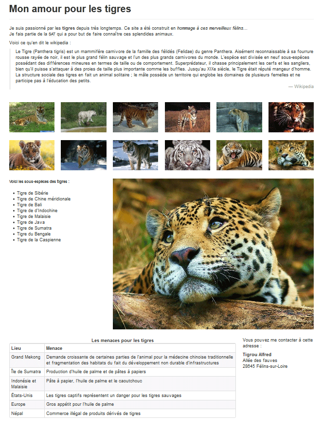 La page d'exemple