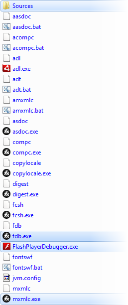 Contenu du répertoire Flex SDK 4/bin