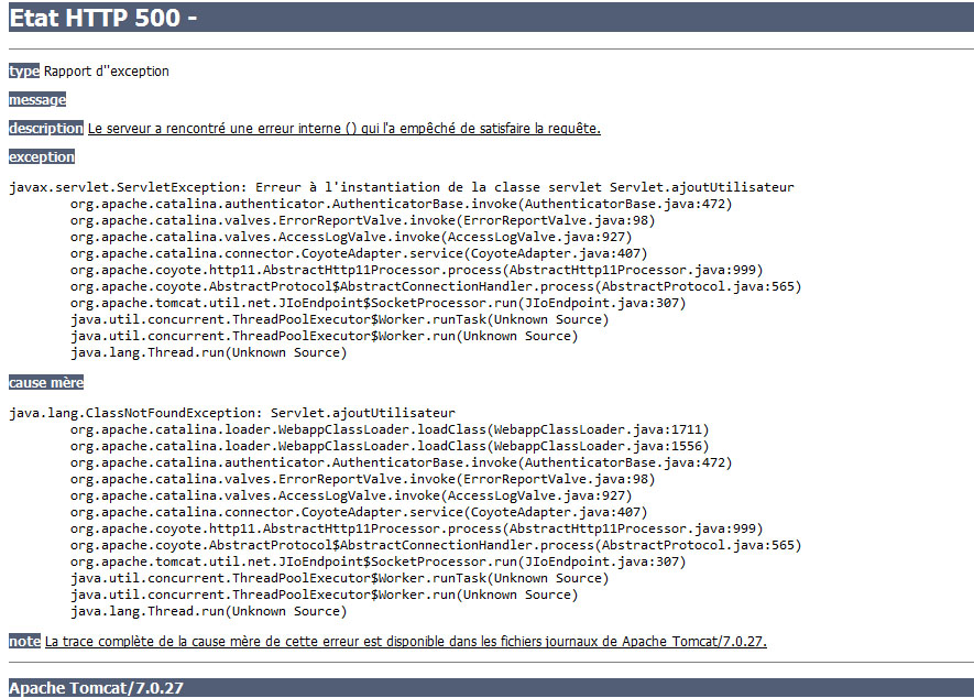 [Résolu] [Java EE] Erreur 500, MySQL - Les pages accédant à la DB ...