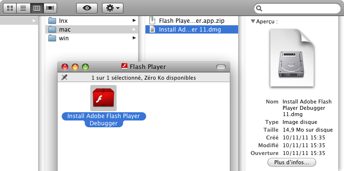 Installation de Flash Player Debugger