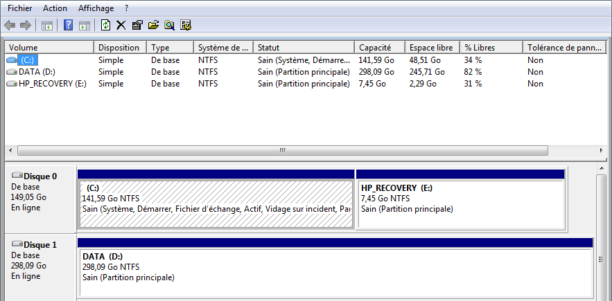 Outil de partitionnement de Windows
