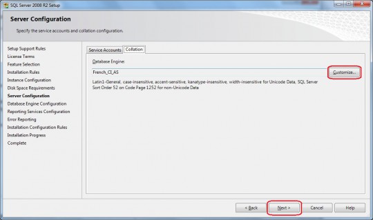 Nous garderons le code page par défaut