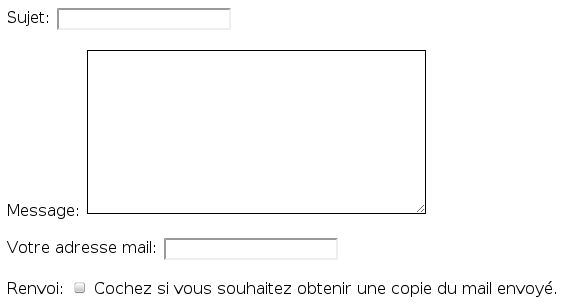 Rendu du formulaire