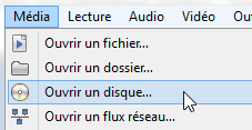 Ouvrir un disque avec VLC
