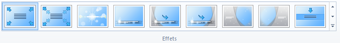 Les effets disponibles
