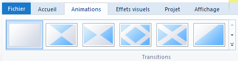 Les transitions disponibles