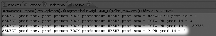 Nettoyage des paramètres