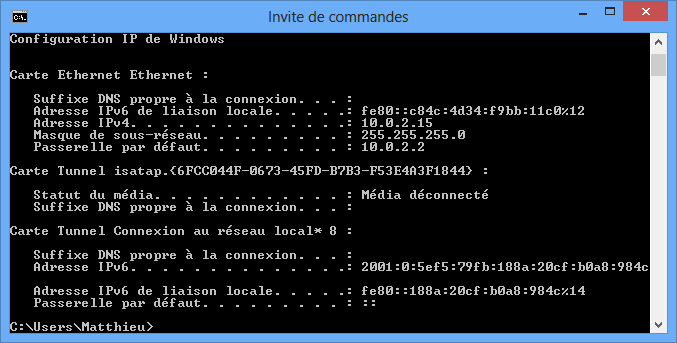 Invite de commandes de Windows